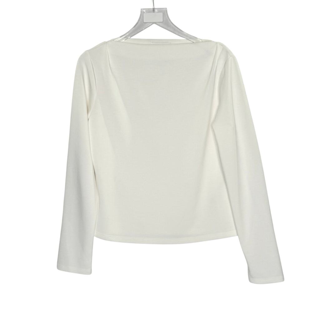 Banana Republic Soft Touch Scuba Pleated Boatneck Top L NEW Snow Day White